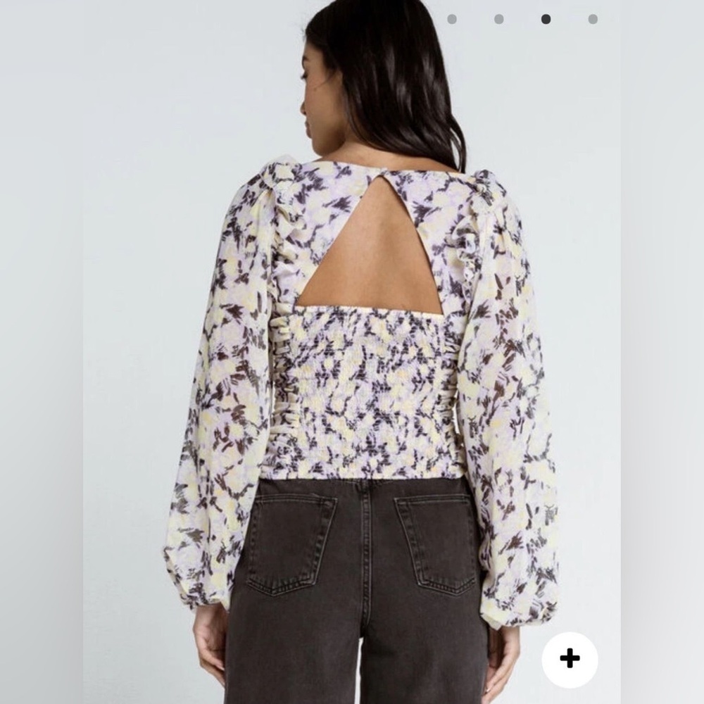 Free People Floral Purple Blouse – Size Small (S) - Picture 9 of 10